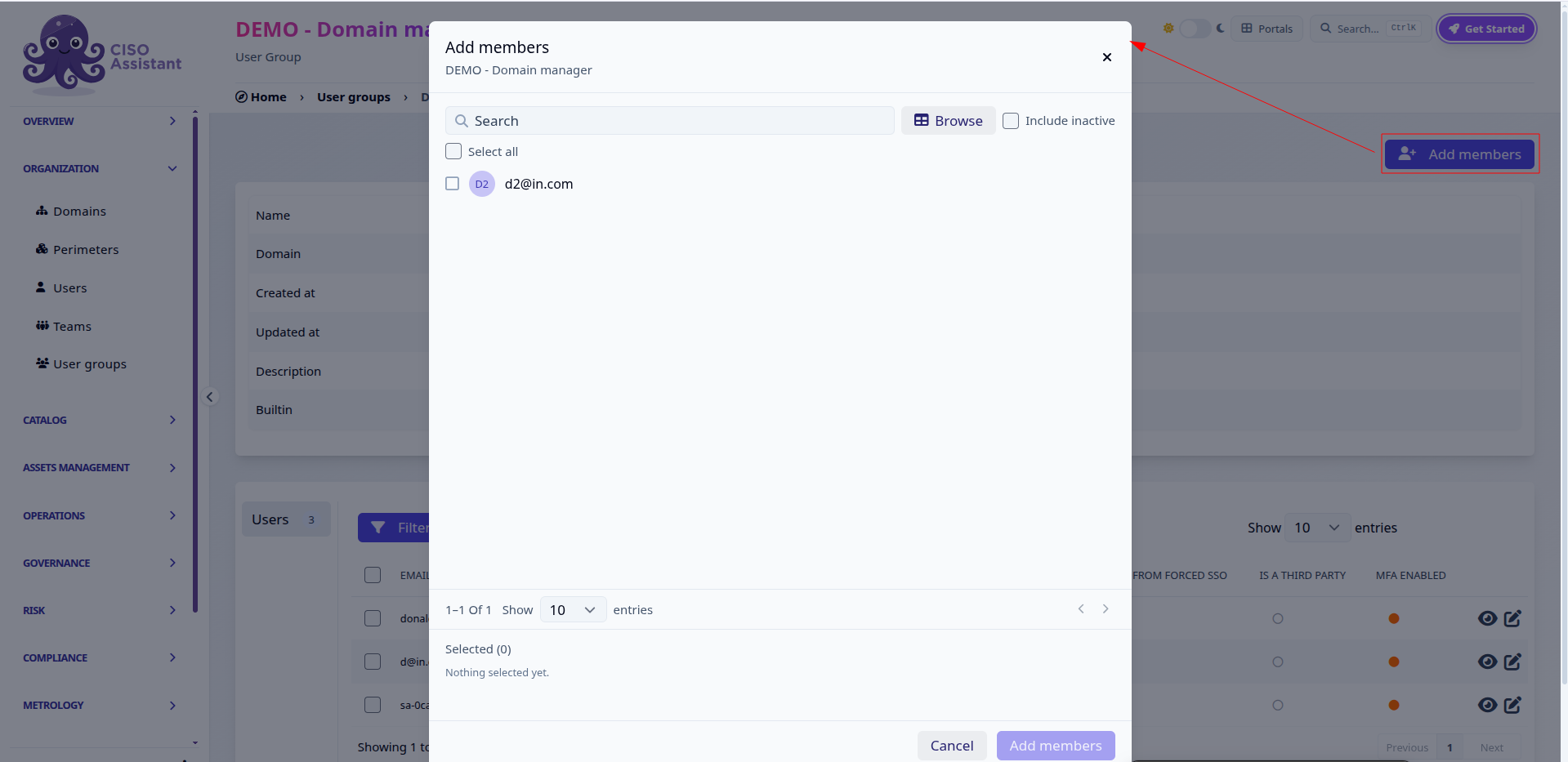 Add members picker on a user group