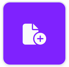 Purple button with a white file in it and a "+" sign