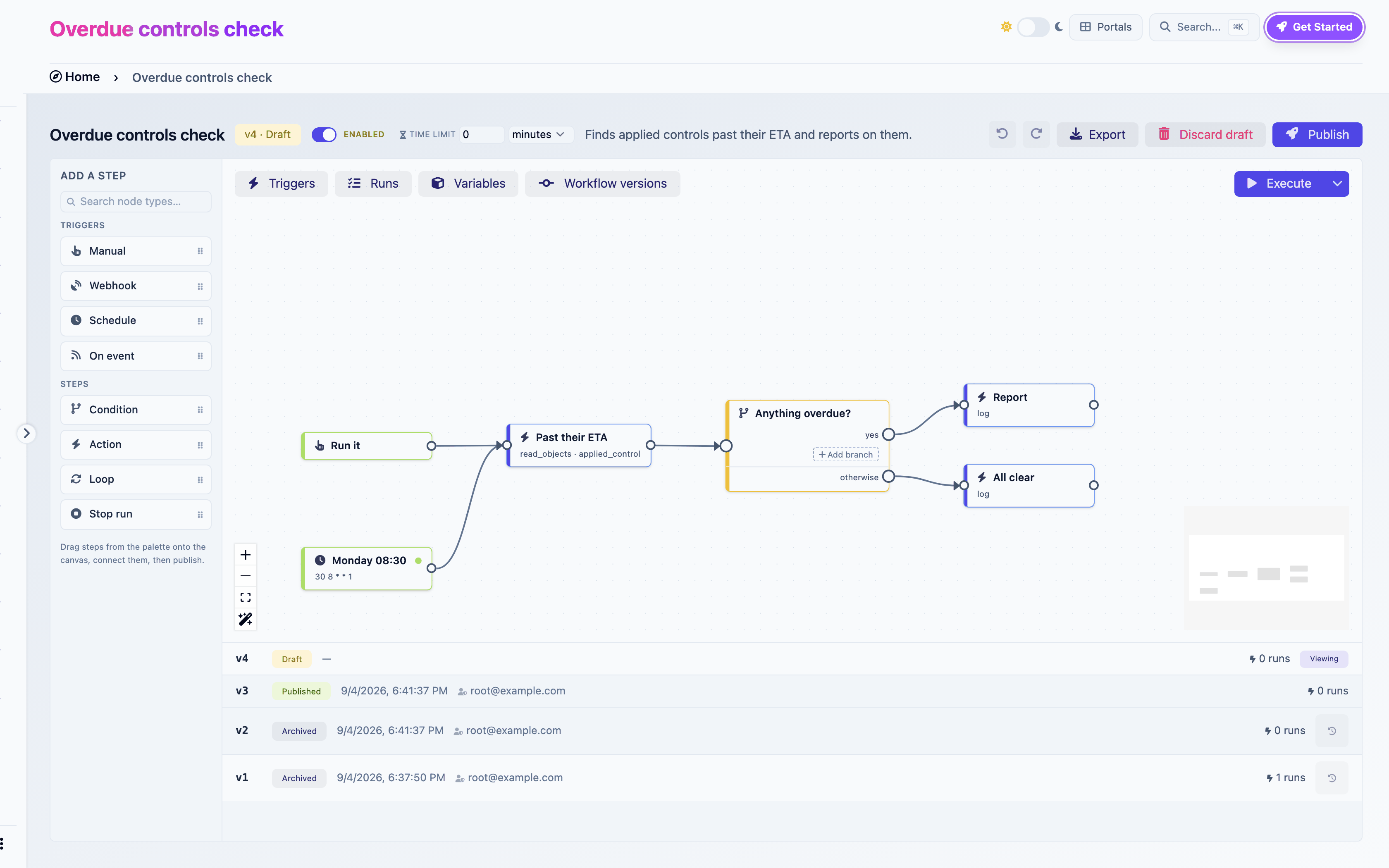 Workflow versions