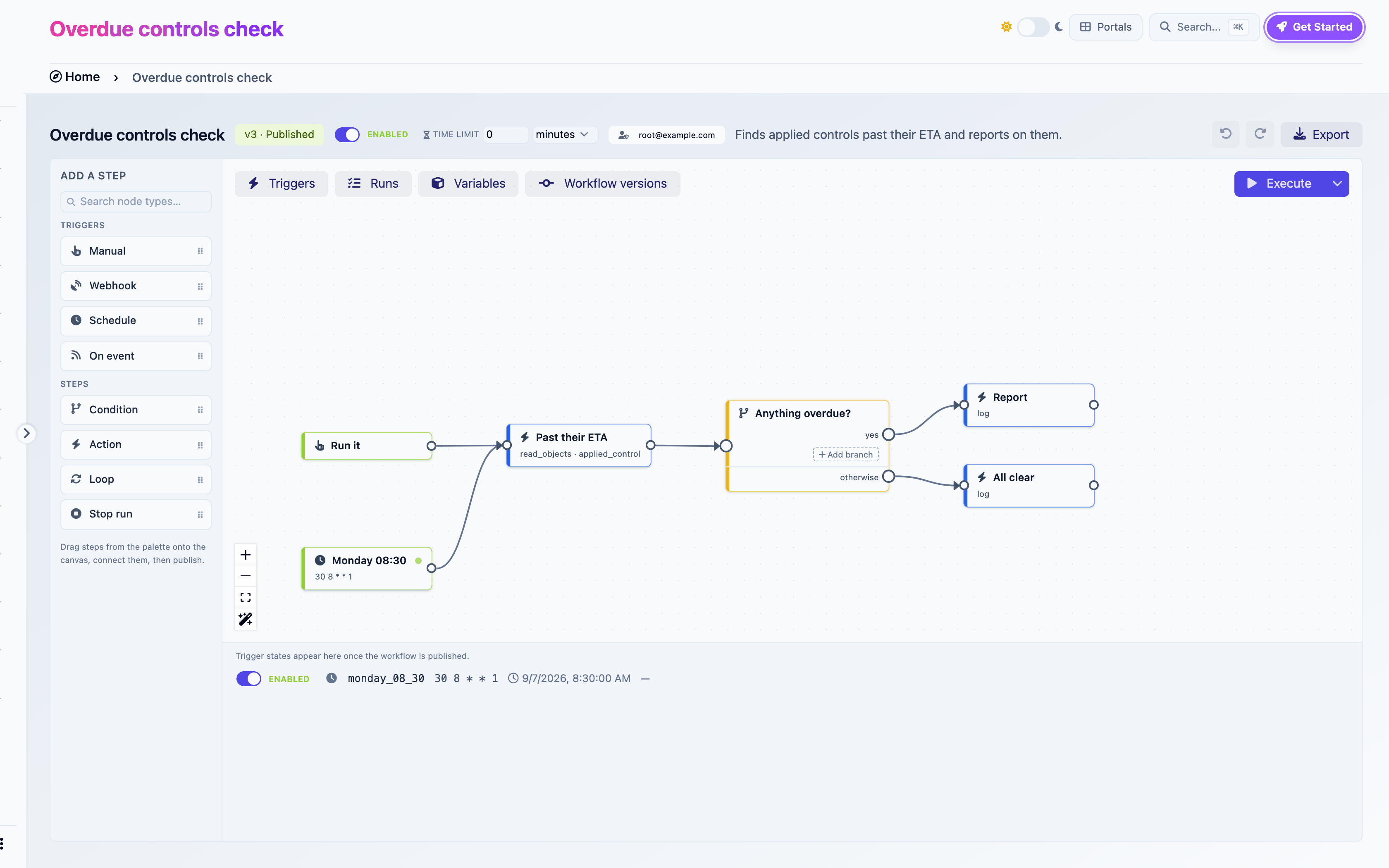 Enabling the schedule